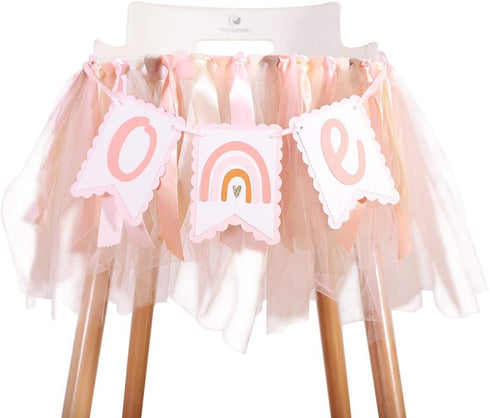 1st Bohemian Birthday Banner - Bohemian Rainbow High Chair Banner, First Birthday High Chair Bunting Decoration, Silent