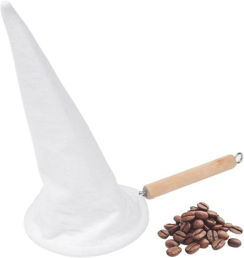 Imusa USA J100-4-50 Coffee Cloth Strainer, White, 1 Count with Wood Handle
