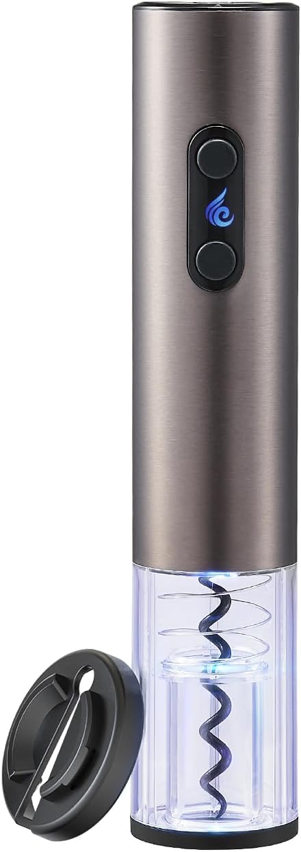 Battery Operated Electric Wine Opener by ELMWAY - Stainless Steel Electric Corkscrew