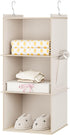 Hanging Closet Organizer - 3-Shelf Hanging Storage Shelves in Beige