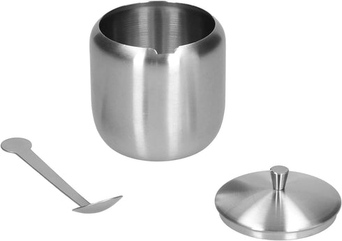Tomotato Sugar Bowl, 370ML 304 Stainless Steel Polished Brushed Sugar Container with Spoon and Lid
