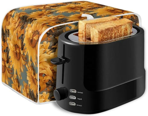 4 Slice Toaster Cover - Van Gogh Style Sunflower Dust Cover, Yellow Oil Painting Flowers for Microwave Oven