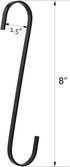 6-Pack 8 Inch Black Chrome Finish Steel Hanging Flat Hooks, Heavy-Duty S Hooks for Kitchenware, Gardening Tools