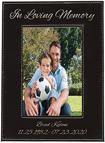 Custom Personalized Memorial Family Photo Frame, In Loving Memory, Engraved Leatherette Faux Leather
