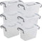 1.5 L Tiny Plastic Bins with Gray Handle, Mini Storage Box Organizer, 6-Pack