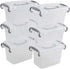 1.5 L Tiny Plastic Bins with Gray Handle, Mini Storage Box Organizer, 6-Pack