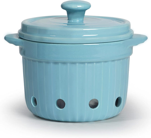 HAOTOP Garlic Keeper with Lid, Ceramic Garlic Saver Container for Countertop, Kitchen