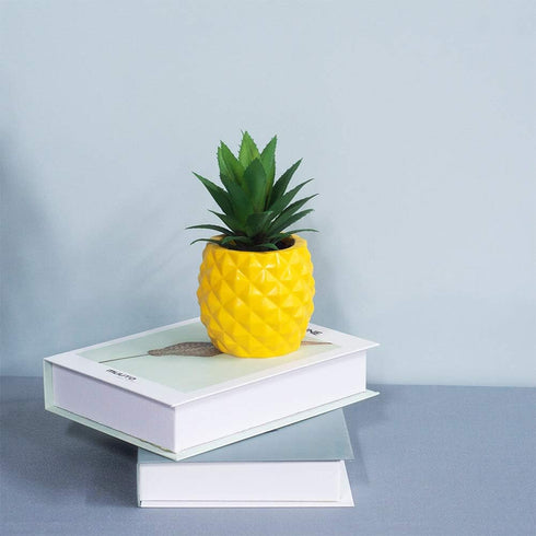 Artificial Potted Pineapple Decor - Fake Pineapple Home Office Kitchen Table Decoration (Yellow)