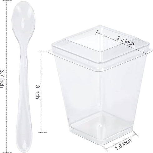 EASERCY 100 Pack 5 oz Plastic Dessert Cups with Lids, Yogurt Parfait/Appetizer Cup with Lids for Party, Mini Dessert
