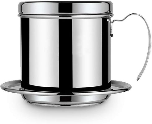 Vietnamese Coffee Drip Filter, Stainless Steel Pour Over Coffee Dripper, Portable Infuser for Camping (Silver)