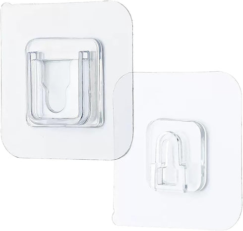 Adhesive Hooks, Clear Double Sided Wall Mount Sticky Hooks for Kitchen, Bathroom, and Outdoor