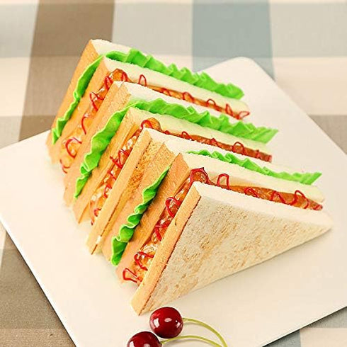 Kmiunty 3PCS Simulation Food Artificial Sandwich Fake Food Bread Model Photography Prop for Home Kitchen Party