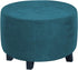 ADPON Velvet Plush Ottoman Cover,Super Stretch Round Ottoman Slipcover Washable Storage Stool