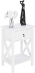 Bonnlo White Nightstand, Small Nightstand with Drawer & Shelf, Farmhouse Night Stand Bedroom, End Table/Bedside