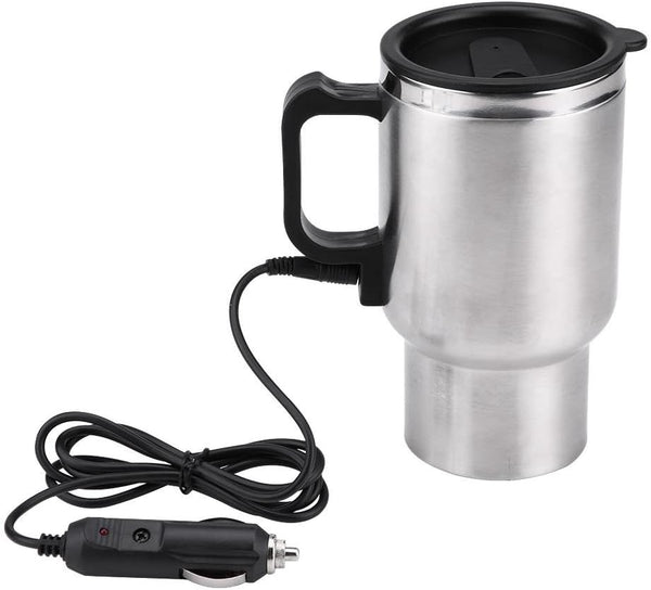 Car Electric Mug, 12V 450ml Stainless Steel Travel Heating Cup for Coffee, Tea, and Milk