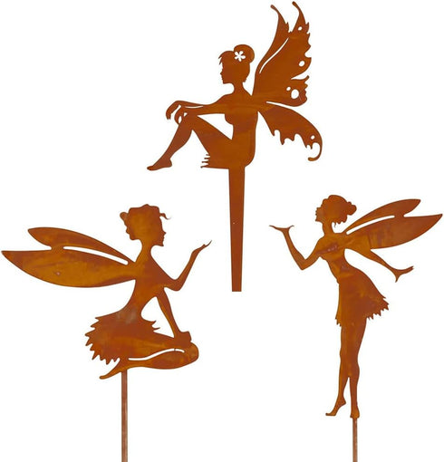 Zerodis Decorative Garden Stakes, Metal Art Fairy Silhouette Garden Stakes for Outdoor Decoration (C)