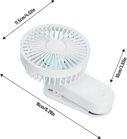 Portable Mini Clip on Fan, 4000mAh Rechargeable USB Battery Operated Stroller Fan, White