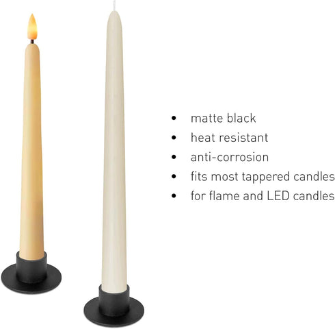 Iron Taper Candle Holder Round - Set of 2, Rustic Candlestick Holder for Home Decoration, Weddings, Anniversaries