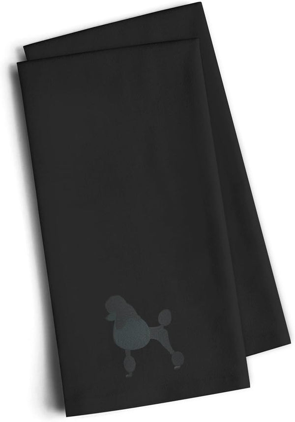 Caroline's Treasures Poodle Black Embroidered Towel Set of 2, Decorative Bathroom Guest Hand Towels