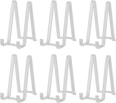 Plastic Easel Stand Plate Holder for Display - 6 Inch Clear Stand for Pictures | Photo | Decorative Plate | Tabletop Art