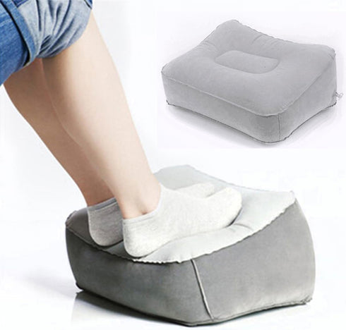 Inflatable Travel Foot Rest Pillow, Head Pad, Soft Flocking Pillow, Flights Relax