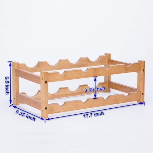 Wine Rack, Natural Bamboo Wine Storage Rack Countertop Wine Display Shelf Wine Bottle Holder (2-Tiers 8-Bottles) by FOSTERSOURCE