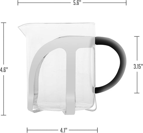 OVENTE 2-in-1 Coffee Press and Tea Maker, 20 Ounce with High Grade Stainless Steel Infuser, Borosilicate Glass, Clear