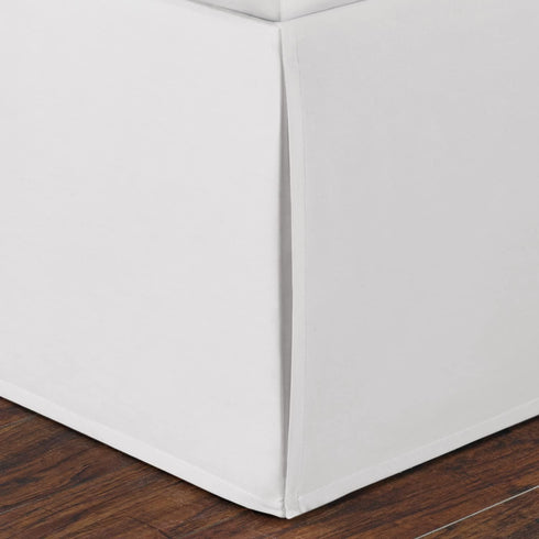 Nautica Twin Bedskirt, Cotton 15-Inch Tailored Drop Bedding, Split Corners for Secure Fit, Solid White