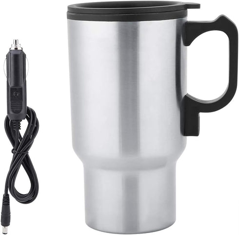 Stainless Steel Heating Cup, 12V 450mL Electric Car Heating Coffee Milk Cup, Compact Electric Car Lighter Kettle Boiler