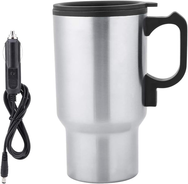 Stainless Steel Heating Cup, 12V 450mL Electric Car Heating Coffee Milk Cup, Compact Electric Car Lighter Kettle Boiler