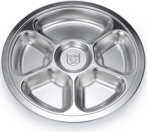 Litewoo Round Divided Plate Stainless Steel 6 Sections