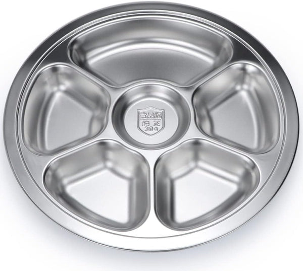 Litewoo Round Divided Plate Stainless Steel 6 Sections