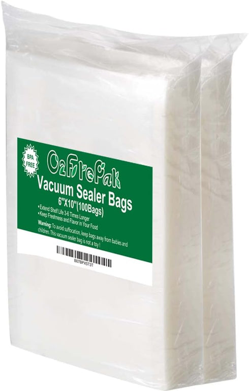O2frepak 100 Pint 6" x 10" Vacuum Sealer Bags, BPA Free and Puncture Prevention for Sous Vide
