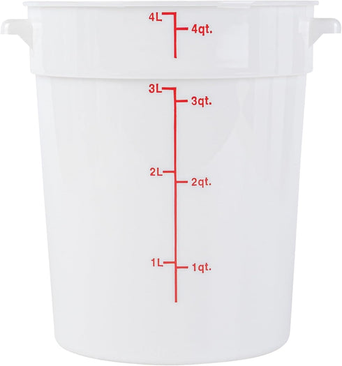 Restaurantware-Met Lux 4 Quart Food Storage Container, 1 White Container - Lids Sold Separately, Red Volume Markers