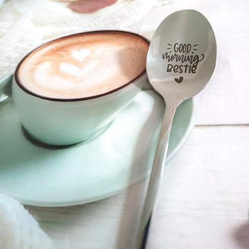 Bestie Best Friend Spoon Gifts for Women Teen Girls Good Morning Bestie Spoons for Best Friends Christmas Birthday Gift for BFF Friendship Gifts Coffee Tea Lover Gifts Spoon