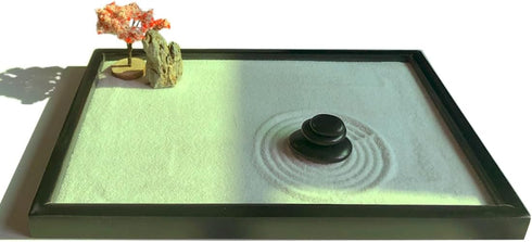 Zen Garden for Desk, Japanese Zen Garden Kit with Sand Stamp Sphere and Essential Accessories, Mini Zen Sandbox Office