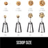 GORILLA GRIP Stainless Steel Cookie Scoop, 2 TBSP, Multipurpose Melon Baller and Meatball Spring Scoops, Black
