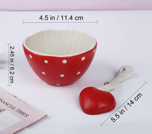 Mushroom Small Soup Bowl, Safety Matt Ceramics 4.3'' Rice Bowls, Cute Mushroom Spoon for Noodles & Salad