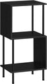 3-Tier ETELI Side Table Small Tall S-Shaped End Table with Open Book Shelf Industrial Black S-Shaped Bookcase Bedside