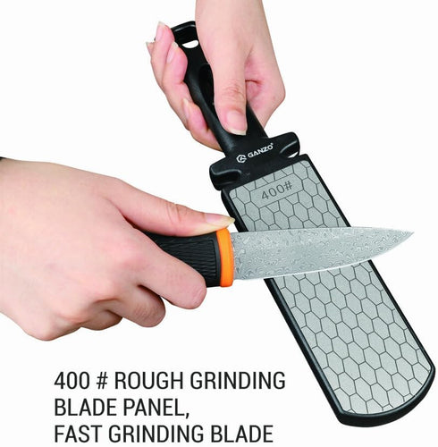 GANZO Firebird ProSharp Multifunctional Diamond Tungsten Steel Ceramic Sharpener - Double Sided Stone - Outdoor Field Knife Sharpener - Pointed Tools Micro Sharpener - Lightweight, Compact, Handheld by Firebird