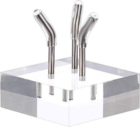 Hipiwe Acrylic Display Stand, Small Metal Peg Easel with Acrylic Base for Sphere, Crystal Ball, and Collectibles, Silver