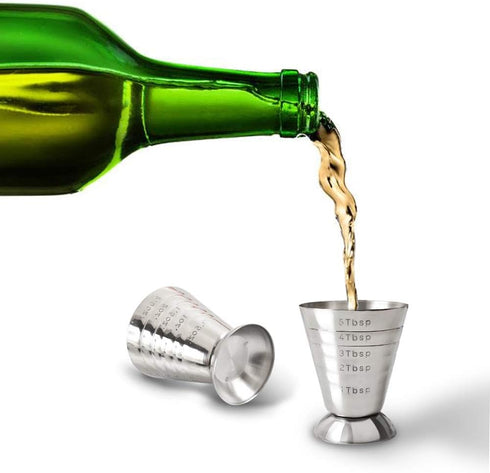 Stainless Steel Measuring Cup Pack of 2 - 2.5 oz, 75 ml, 5 Tbsp Cocktail Jiggers