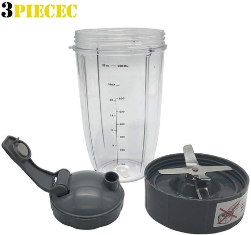 JOYSATR 32oz Cup with Flip Top To-Go Lid & Blade Replacement Set for NutriBullet Blender