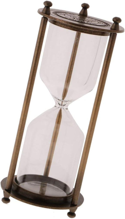 Retro Metal Sandglass Hourglass Sand Timer Without Sand for Home Office Decoration (Bronze - L)