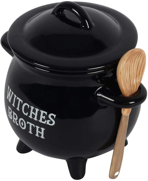 Pacific Giftware Witches Broth Cauldron Ceramic Bowl with Broom Spoon by Pacific Giftware