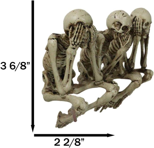 Ebros Gift Whimsical Gothic Skeletons Shelf Sitter Figurines, See No Evil Hear No Evil Speak No Evil