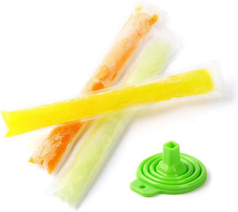 NM 200 Pack Summer 4 1 Ice Popsicle Molds Bags - Zip-Top Disposable DIY Ice Pop Mold Bags - Ice Pop Pouch with Ice Pop