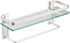 VOLPONE Glass Shelf with Towel Bar 15.7in, Silver Bathroom Wall Mount Organizer, Rustproof 1 Tier