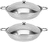 Kichvoe Stainless Steel Wok Pan with Lid, 2pcs Nonstick Frying Pan for Home Outdoor Camping BBQ, 22cm