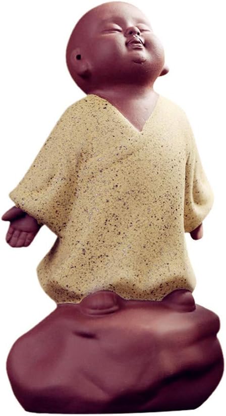 Kingzhuo Ceramic Cute Buddha Statue Monk Figurine - Creative Baby Crafts Dolls Ornaments, 4'' High